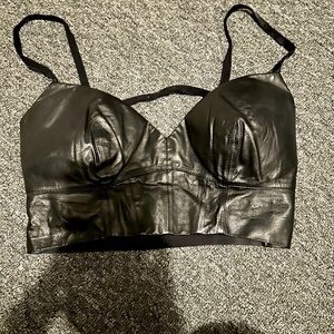 Leather Bebe crop top